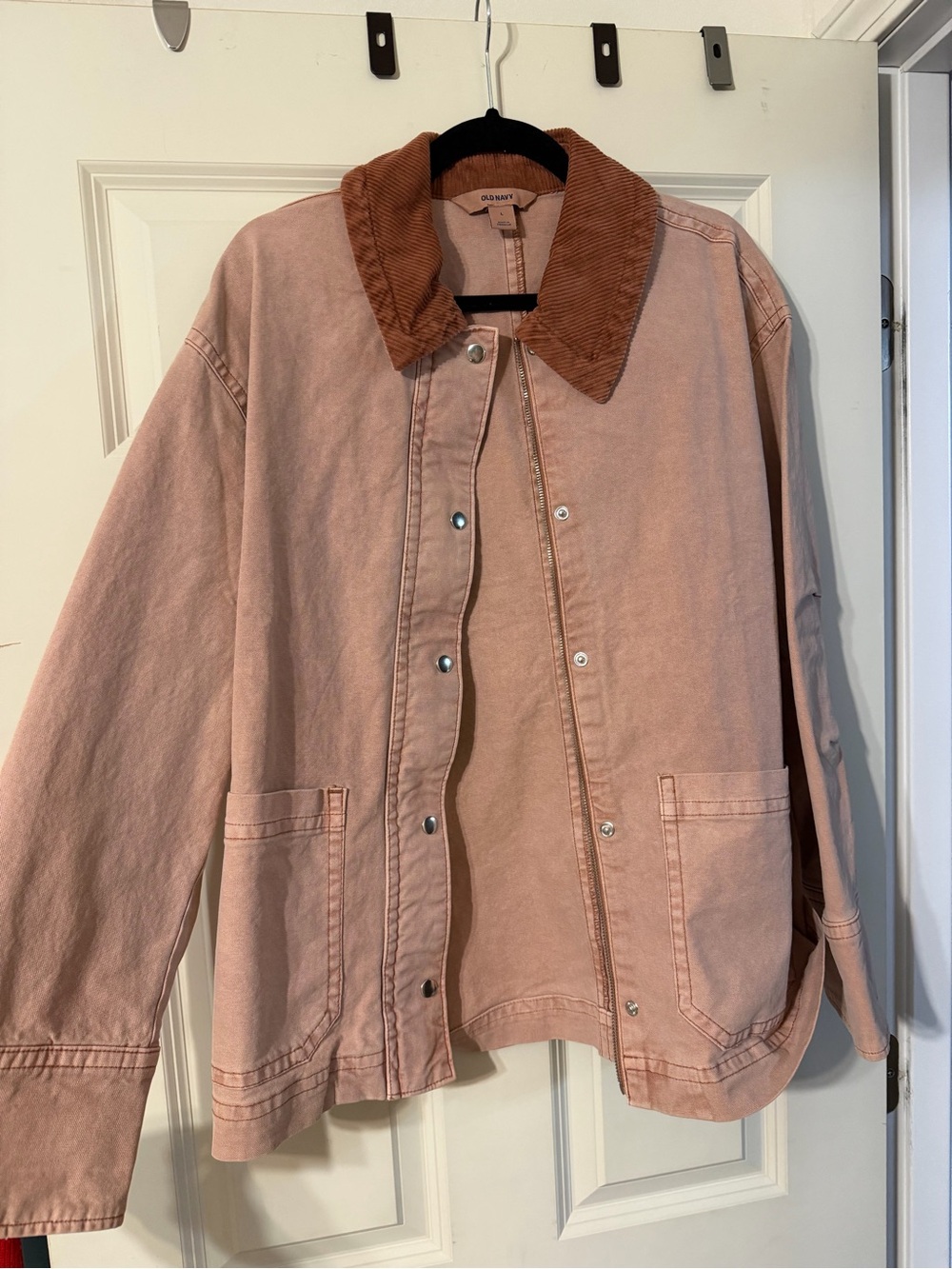 Old Navy Pink Utility Jacket with Brown Cord Collar